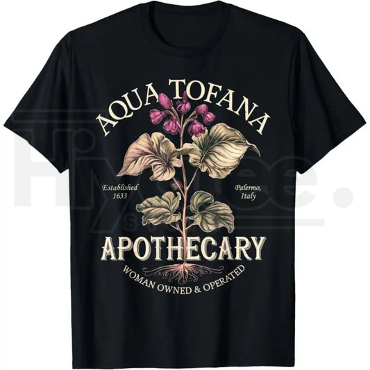 Vintage Apothecary Graphic Tee – “Aqua Tofana” Dark Humor Retro Top