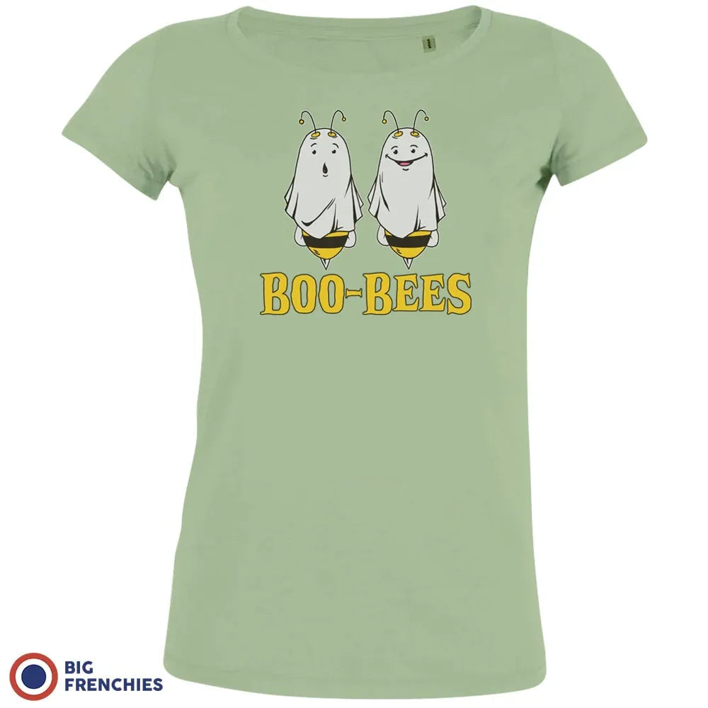 Women’s Organic Cotton Halloween Tee – “Boo-Bees” Funny Ghost Graphic Top