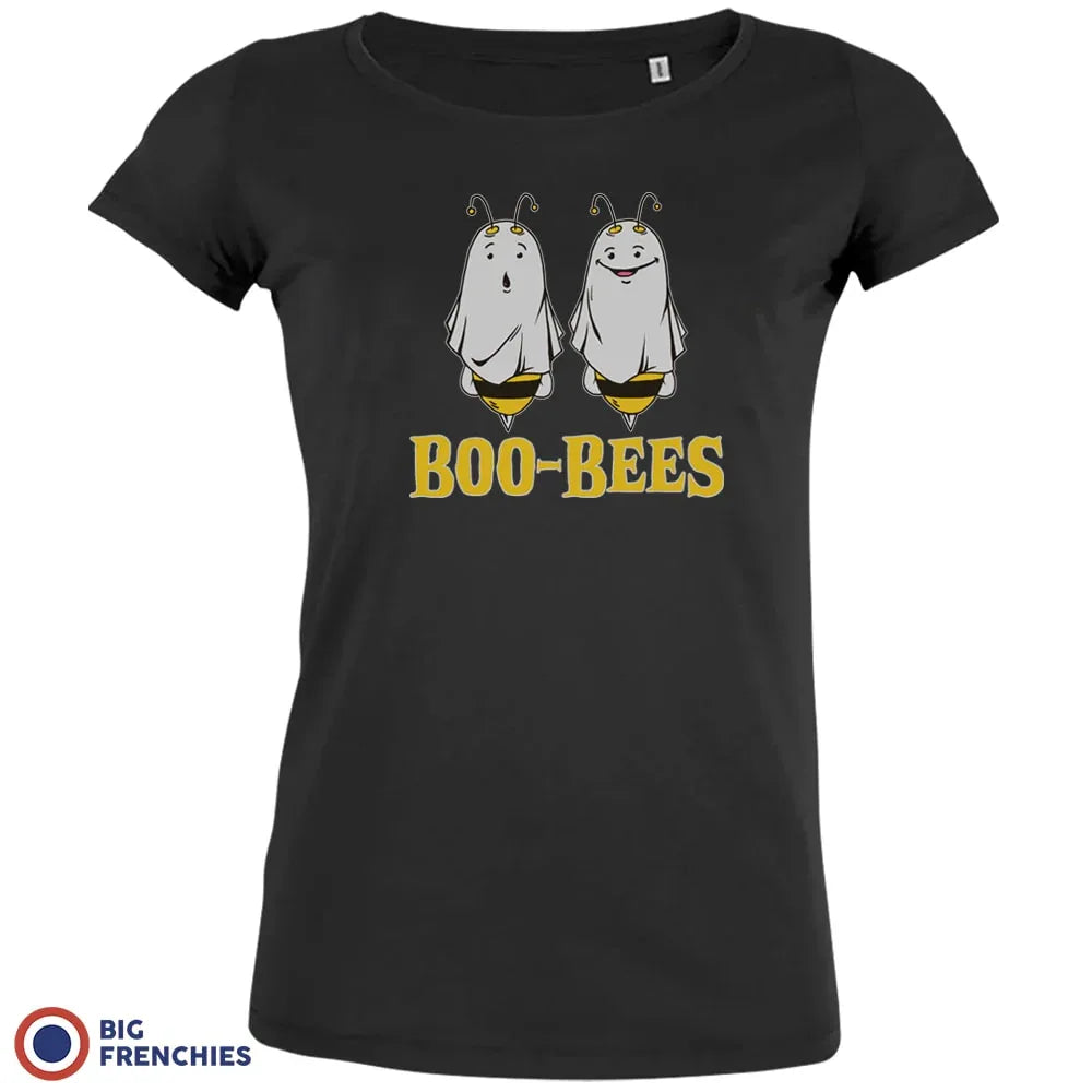 Women’s Organic Cotton Halloween Tee – “Boo-Bees” Funny Ghost Graphic Top