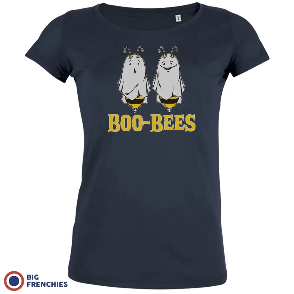 Women’s Organic Cotton Halloween Tee – “Boo-Bees” Funny Ghost Graphic Top